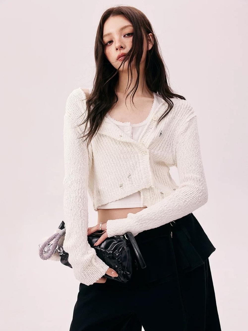 NWT Women's Cream Cozy Rib-Knit Cardigan Sweater